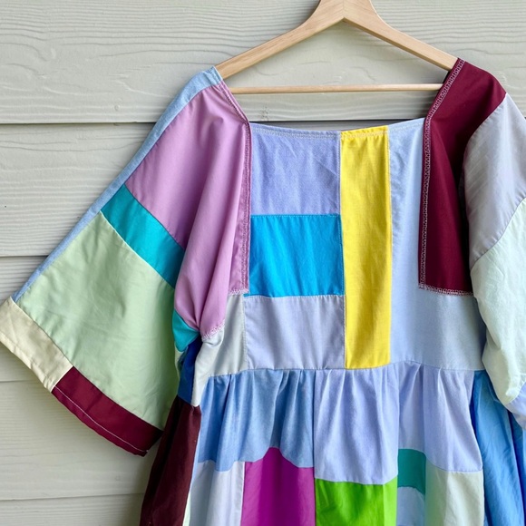 Handmade Quilted Patchwork Colorblock Dress SKU 05224 - Picture 6 of 10